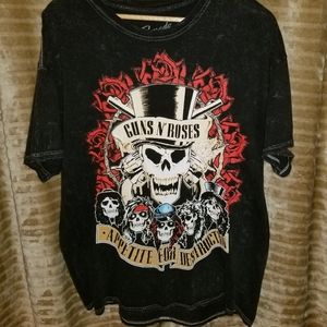 Bravado x Guns and Roses Black Appetite For Destruction Skull and Roses T Shirt